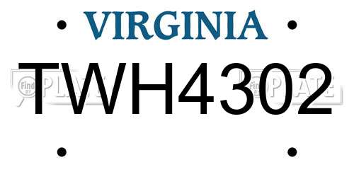 TWH4302 Virginia License Plate