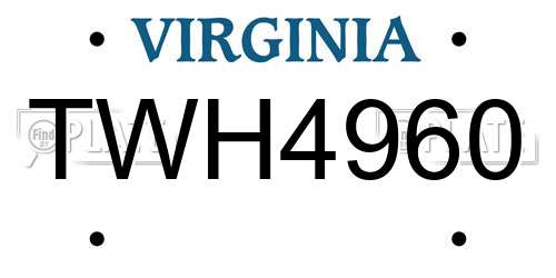 TWH4960 Virginia License Plate