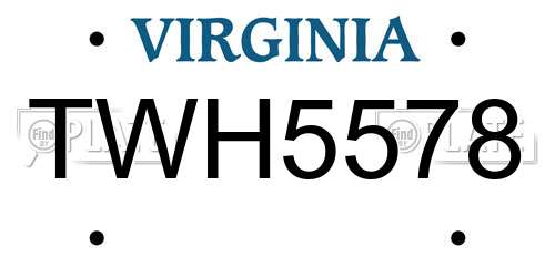 TWH5578 Virginia License Plate