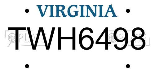 TWH6498 Virginia License Plate