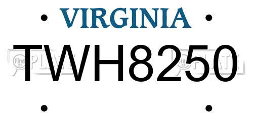 TWH8250 Virginia License Plate