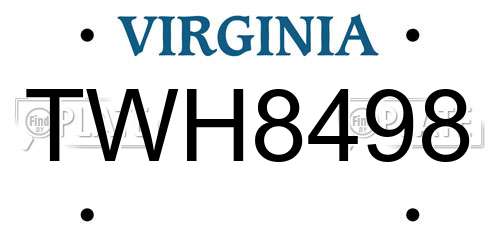 TWH8498 Virginia License Plate