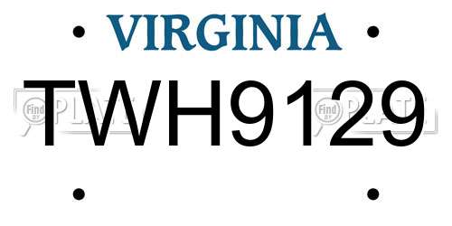 TWH9129 Virginia License Plate