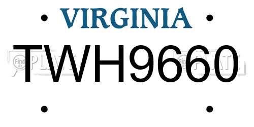 TWH9660 Virginia License Plate