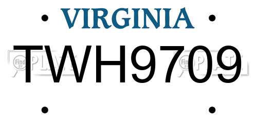 TWH9709 Virginia License Plate