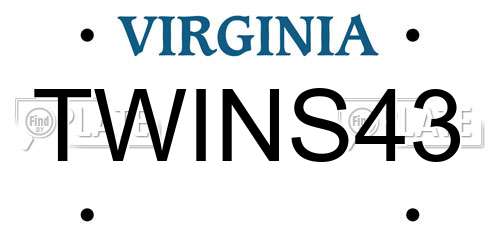 TWINS43 Virginia License Plate