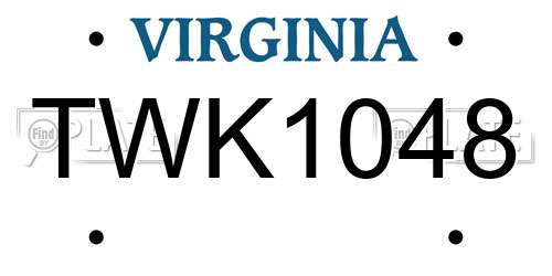 TWK1048 Virginia License Plate