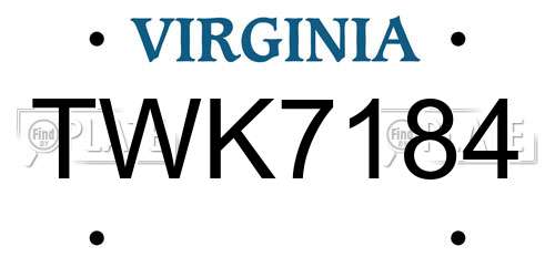 TWK7184 Virginia License Plate