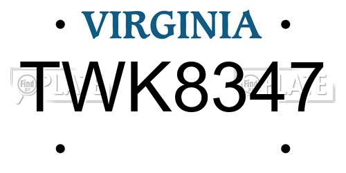 TWK8347 Virginia License Plate