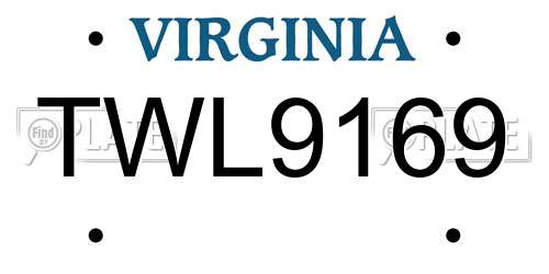 TWL9169 Virginia License Plate