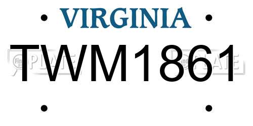 TWM1861 Virginia License Plate