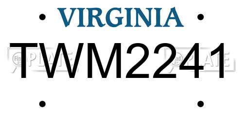 TWM2241 Virginia License Plate