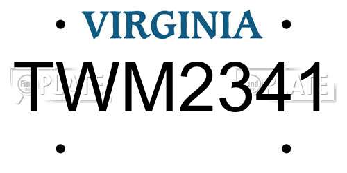 TWM2341 Virginia License Plate