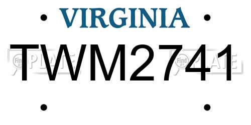 TWM2741 Virginia License Plate