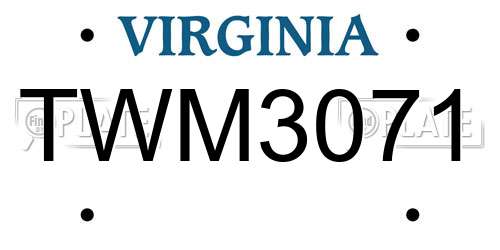 TWM3071 Virginia License Plate