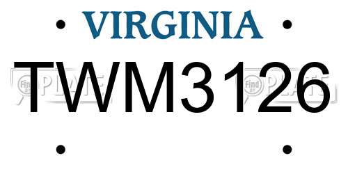 TWM3126 Virginia License Plate