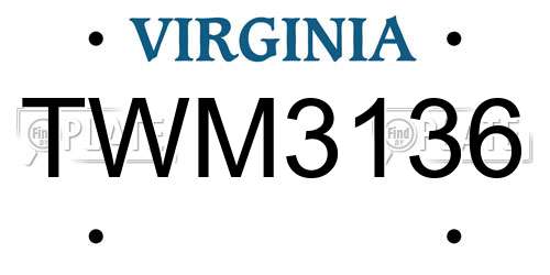 TWM3136 Virginia License Plate