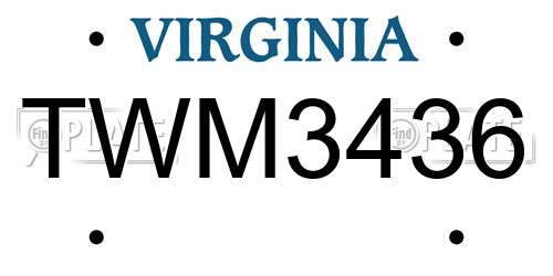TWM3436 Virginia License Plate
