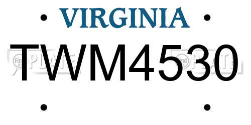 TWM4530 Virginia License Plate