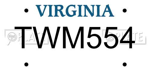 TWM554 Virginia License Plate