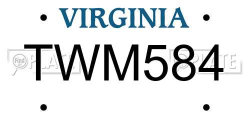 TWM584 Virginia License Plate