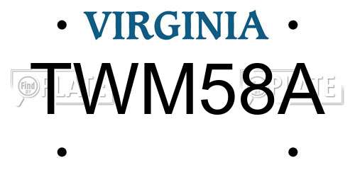TWM58A Virginia License Plate