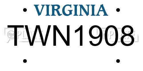 TWN1908 Virginia License Plate