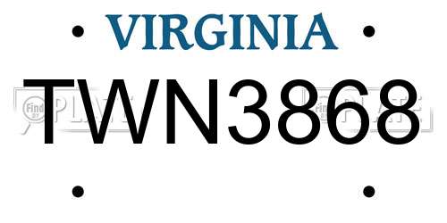 TWN3868 Virginia License Plate