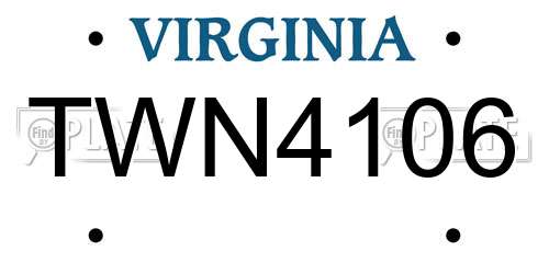 TWN4106 Virginia License Plate