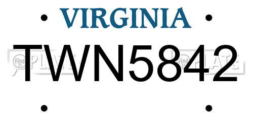 TWN5842 Virginia License Plate