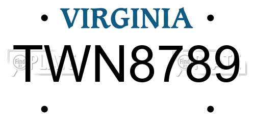 TWN8789 Virginia License Plate