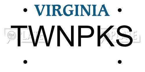 TWNPKS Virginia License Plate
