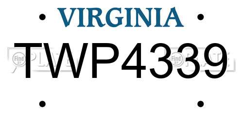 TWP4339 Virginia License Plate