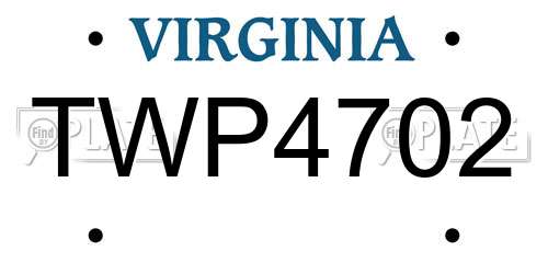 TWP4702 Virginia License Plate