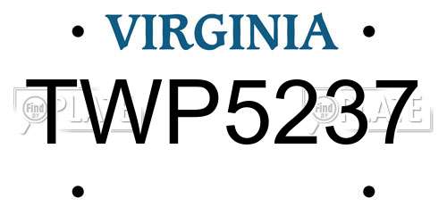 TWP5237 Virginia License Plate