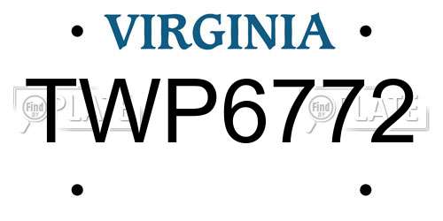 TWP6772 Virginia License Plate