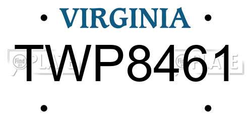 TWP8461 Virginia License Plate