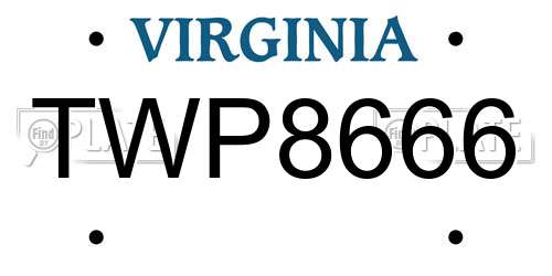 TWP8666 Virginia License Plate