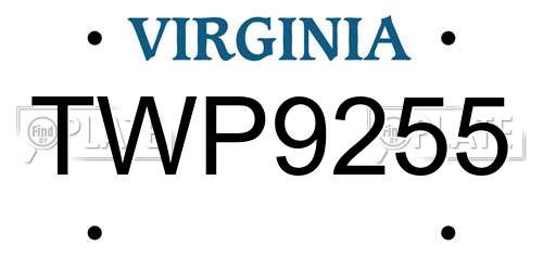 TWP9255 Virginia License Plate