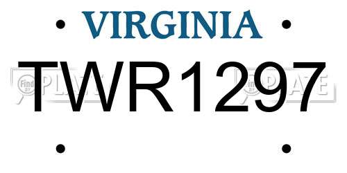 TWR1297 Virginia License Plate