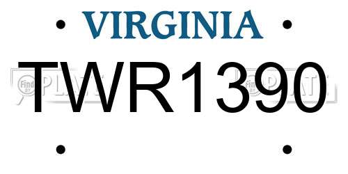 TWR1390 Virginia License Plate