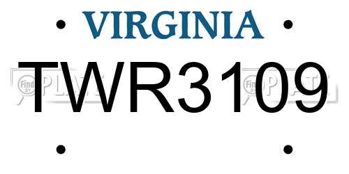 TWR3109 Virginia License Plate