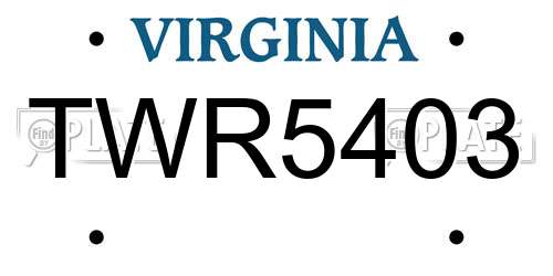 TWR5403 Virginia License Plate
