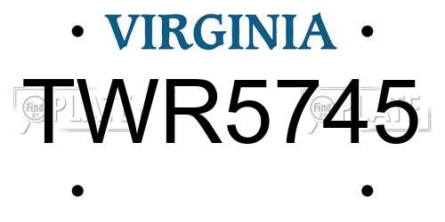 TWR5745 Virginia License Plate