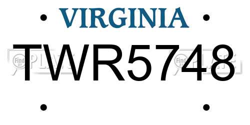 TWR5748 Virginia License Plate