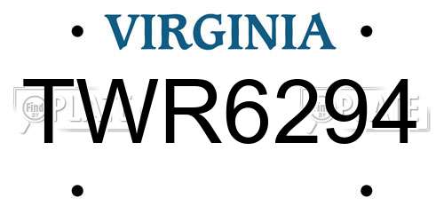 TWR6294 Virginia License Plate