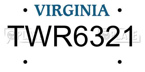 TWR6321 Virginia License Plate