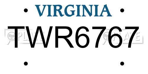 TWR6767 Virginia License Plate