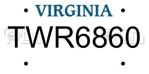 TWR6860 Virginia License Plate