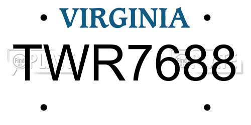 TWR7688 Virginia License Plate